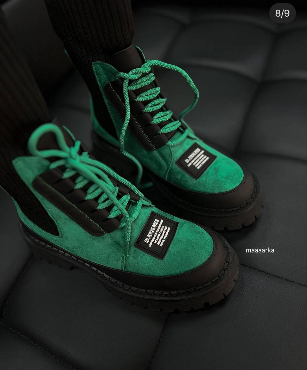 Жіночі подовжені чоботи з носком Волв Green