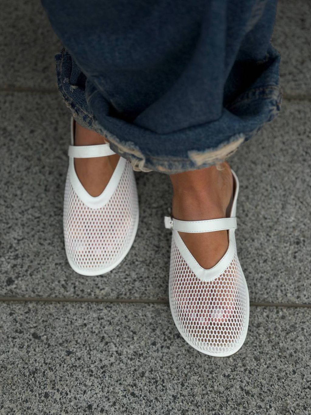 Жіночі тапочки з сіткою ЛІАНО White