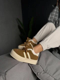 Жіночі утеплені кеди на високій підошві Сімба Beige