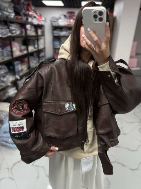 Жіноча шкіряна  Косуха Харлі Brown