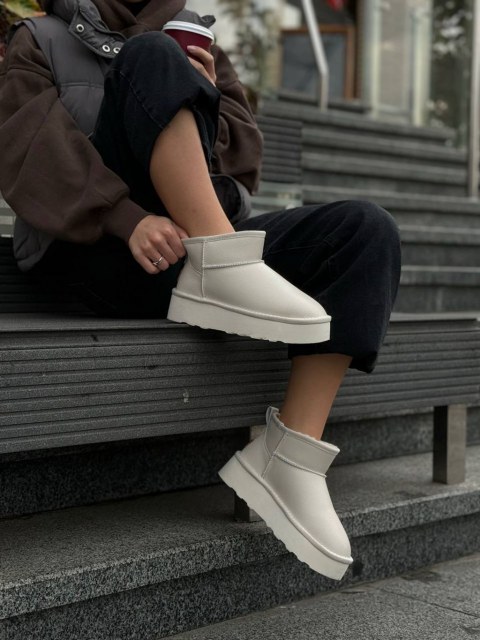 Жіночі шкіряні уггі Асфальт Beige Жіночі шкіряні уггі Асфальт Beige
