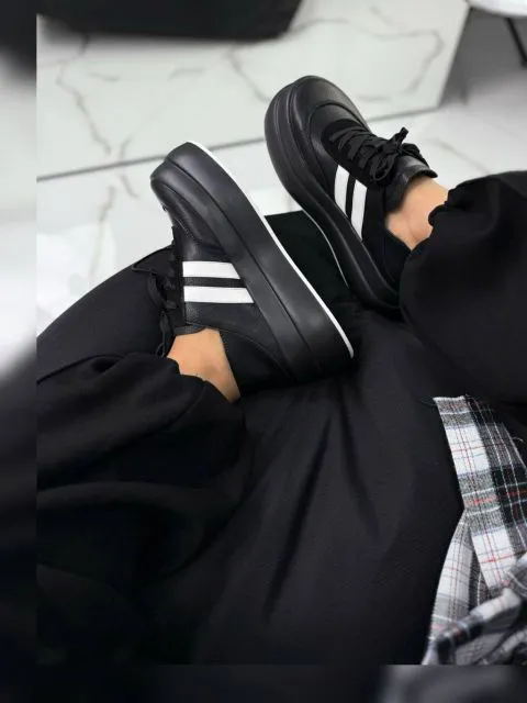Жіночі шкіряні Кеди Рейки Black Жіночі шкіряні Кеди Рейки Black
