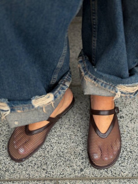 Жіночі тапочки з сіткою ЛІАНО Brown