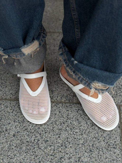 Жіночі тапочки з сіткою ЛІАНО White