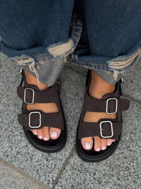 Жіночі босоніжки на низькій підошві РОЙС Brown Жіночі босоніжки на низькій підошві РОЙС Brown