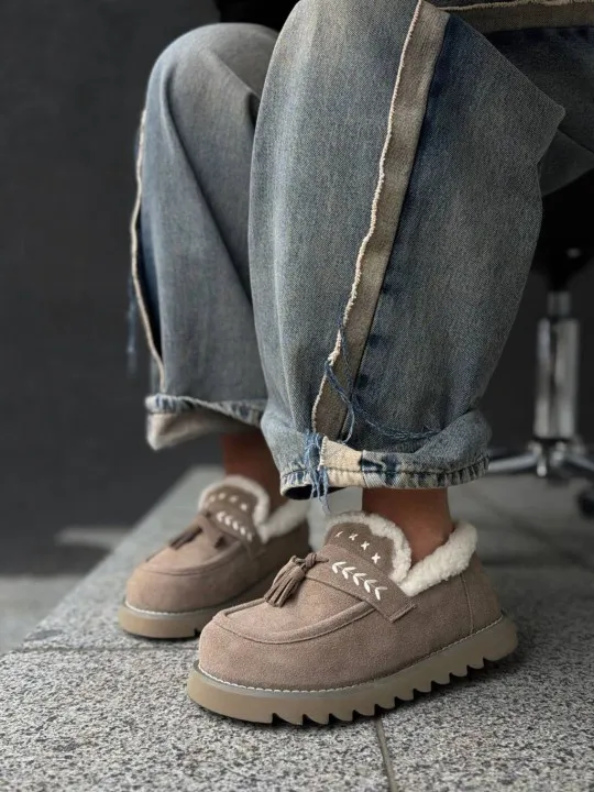 Жіночі утеплені лофери ФУРІА Beige