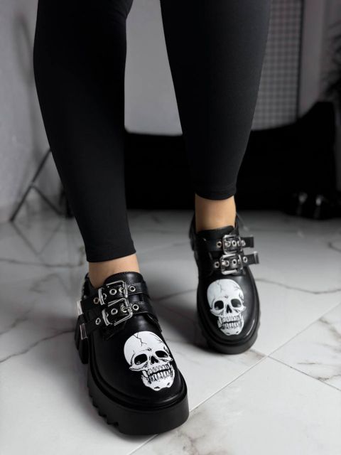 Жіночі шкіряні туфлі на масивній підошві Скайлет МАТ