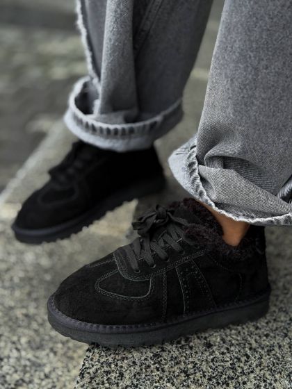 Жіночі утеплені кеди зі шнурівками Бім Black