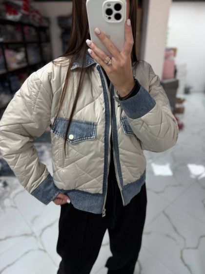 Жіноча укорочена куртка з джинсовими вставками Вітер