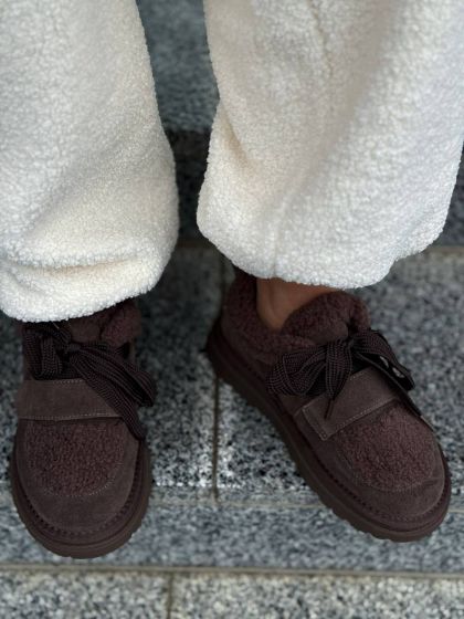 Жіночі утеплені кеди з застібкою Луір Brown