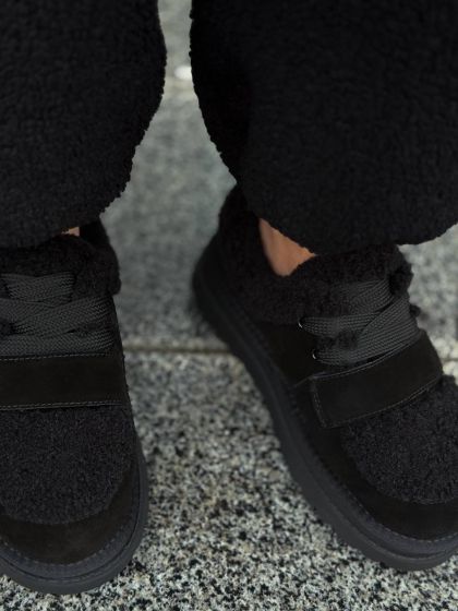 Жіночі утеплені кеди з застібкою Луір Black
