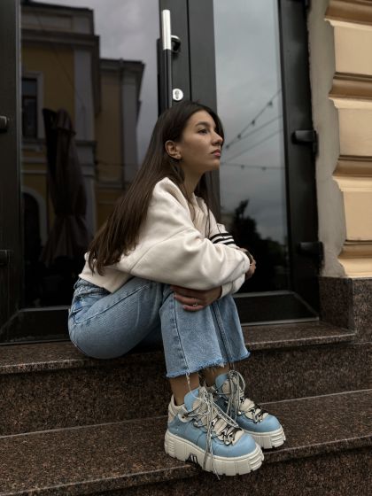 Жіночі шкіряні черевички на масивній підошві Йорки Blue