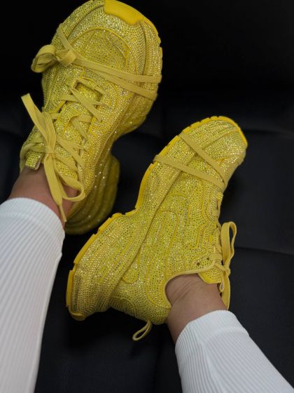 Жіночі кросівки на масивній підошві з камінцями Сапфір Yellow