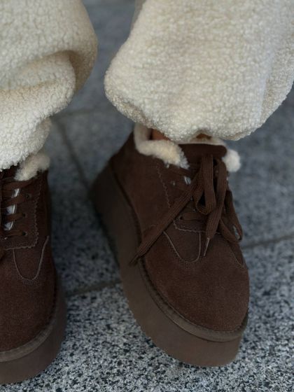 Жіночі утеплені кеди зі шнурівками Бліст Brown