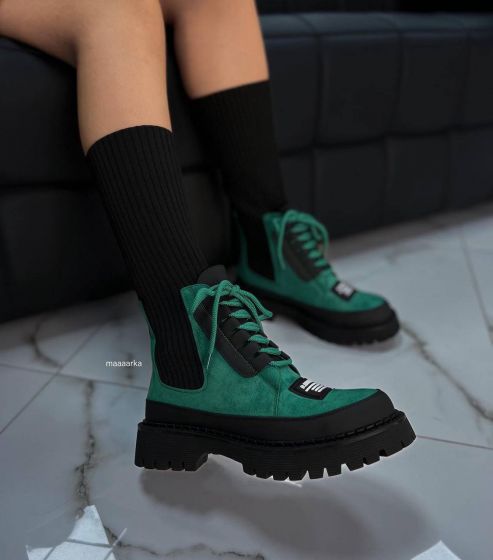 Жіночі подовжені чоботи з носком Волв Green