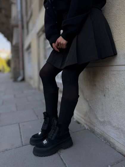 Жіночі подовжені чоботи з носком Волв Black Жіночі подовжені чоботи з носком Волв Black