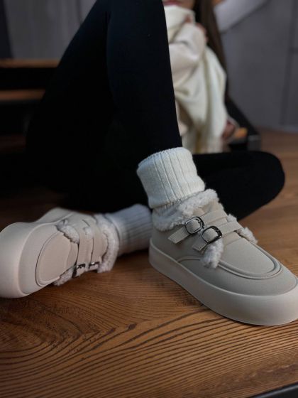 Жіночі утеплені кеди з застібками Бланш Beige