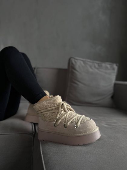 Жіночі утеплені уггі зі шнурівкою Кукарача Beige