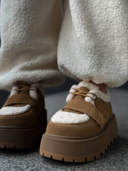Жіночі утеплені черевички зі шнурівками Леорт Brown