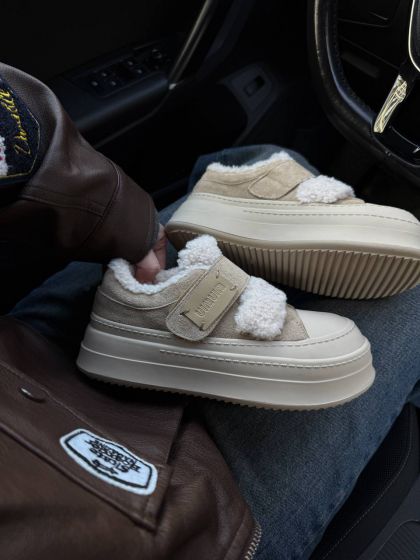 Жіночі утеплені кеди на високій підошві Твікс Beige