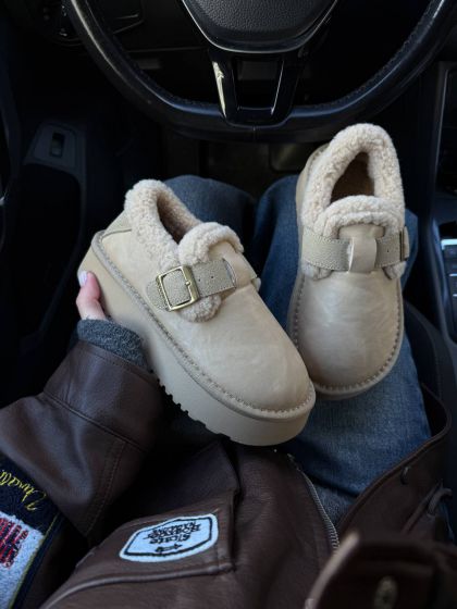 Жіночі утеплені лофери Брус Beige Жіночі утеплені лофери Брус Beige