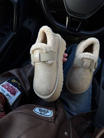 Жіночі утеплені лофери Брус Beige