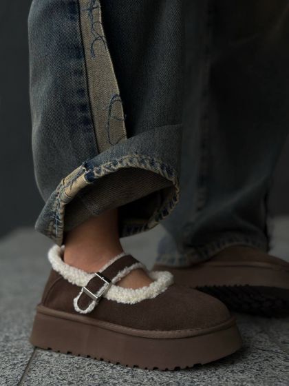 Жіночі утеплені черевички Клапі Brown
