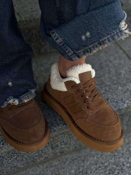 Жіночі утеплені кеди УЗУР Brown