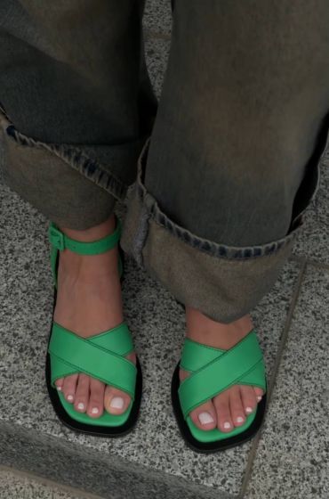 Жіночі босоніжки на низькій підошві Марінес Green Жіночі босоніжки на низькій підошві Марінес Green