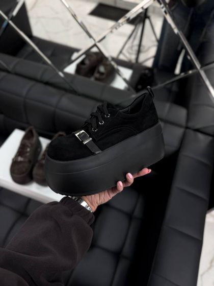 Жіночі кеди на високій підошві ДРЕВО Black