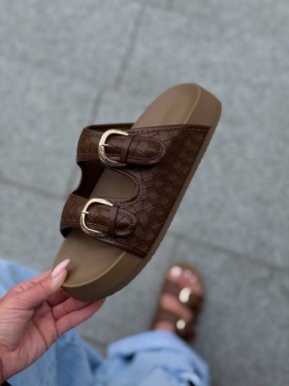 Жіночі тапочки на низькій підошві КАЖУЛ Brown