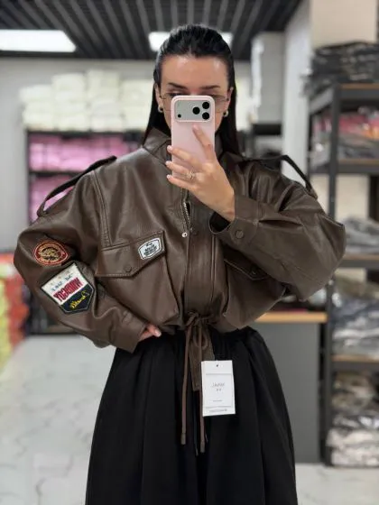 Жіноча шкіряна Косуха Харлі Brown Жіноча шкіряна Косуха Харлі Brown