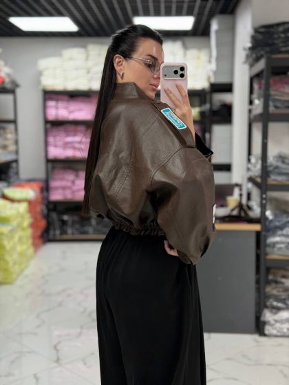 Жіноча шкіряна Косуха Харлі Brown