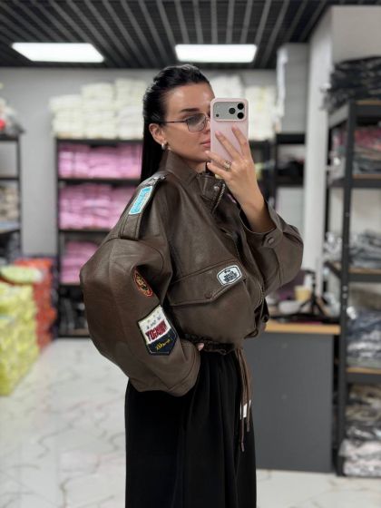 Жіноча шкіряна Косуха Харлі Brown