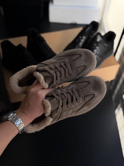 Жіночі замшеві утеплені кеди ВЕРІТІ Beige