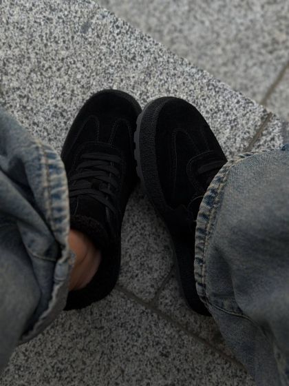 Жіночі замшеві утеплені кеди ВЕРІТІ Black